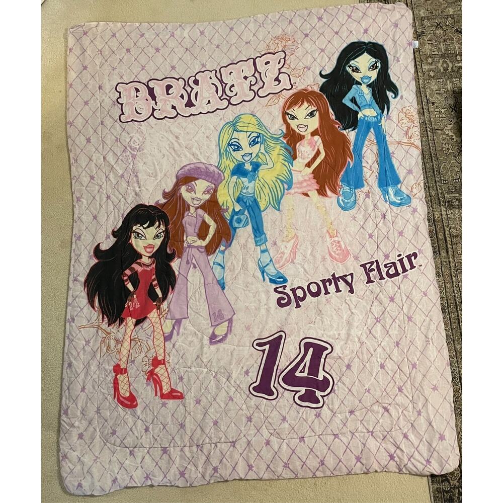 Vintage Bratz Dolls Sporty Flair Glam 80" Twin Bedspread Comforter Blanket Y2K